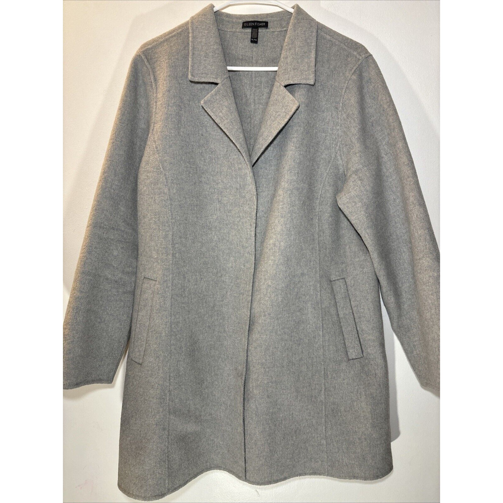 Eileen Fisher Stand Collar Wool & Alpaca-Blend Coat Women's Xl Grey